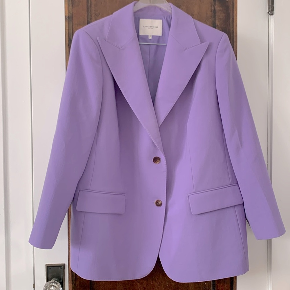 Lafayette 148 Wool-Silk Longline Blazer Wisteria 18W Excellent Condition $1798
